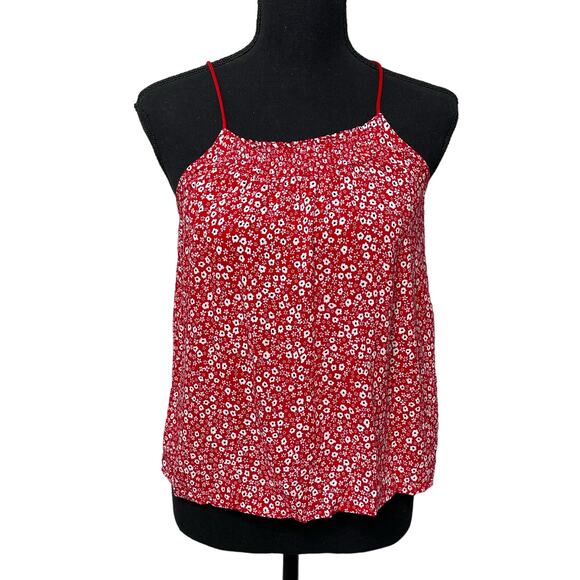 No Boundaries Sleeveless Top Keyhole Back Racerback Floral Pattern Red Small 3 5 - Picture 1 of 8